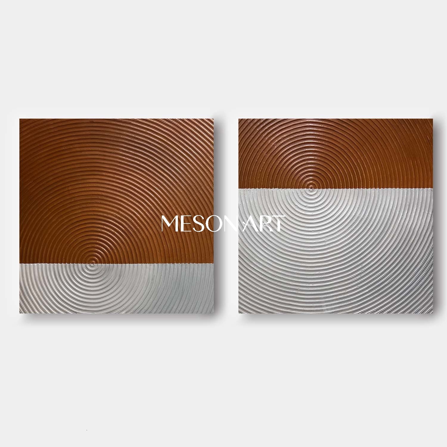 White Brown Modern Textured Wall Art Abstract Painting for Living Room