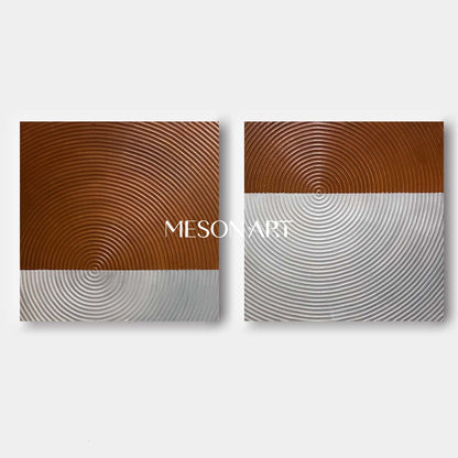 White Brown Modern Textured Wall Art Abstract Painting for Living Room