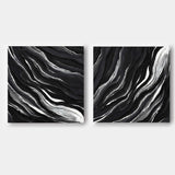 Set of 2 Black and White Abstract Texture Art Textured Acrylic Wall Painting Minimalist Canvas Art