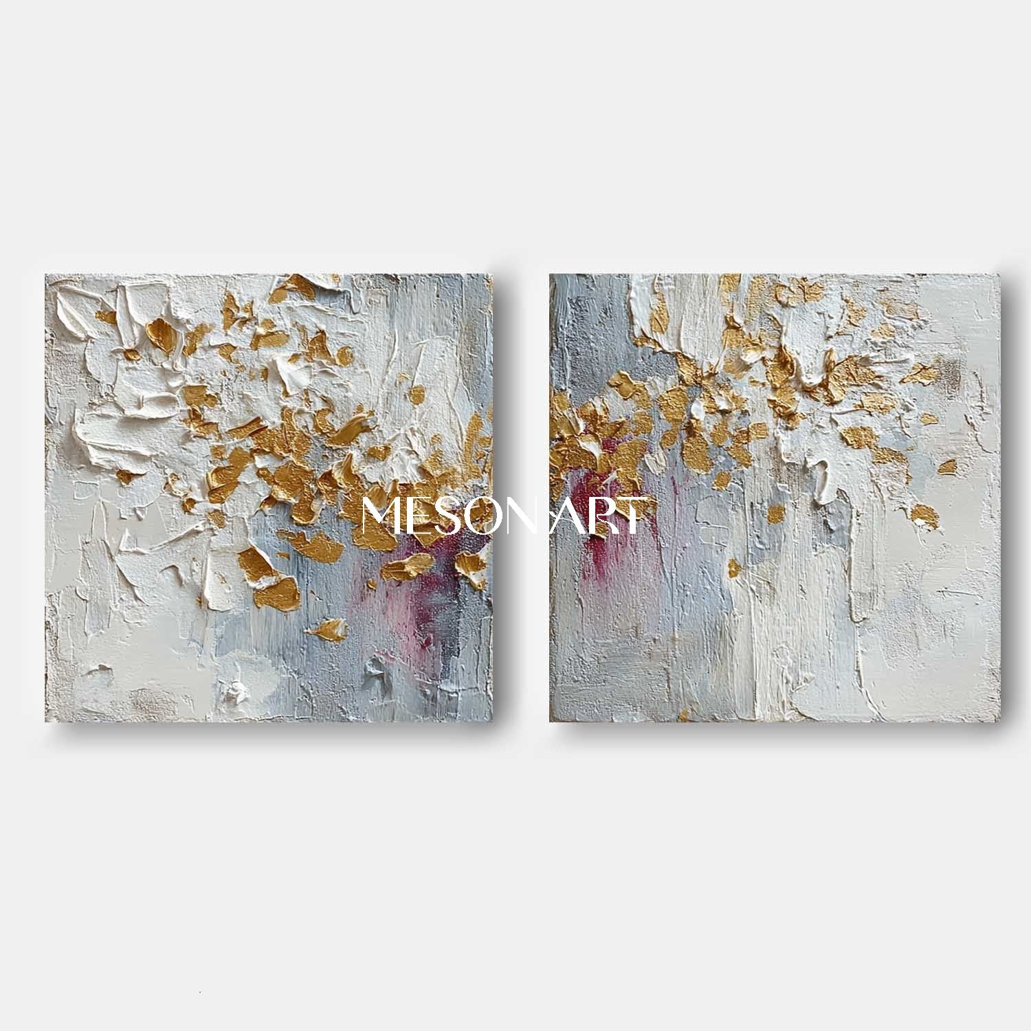 Buy Textured Diptych Abstract Wall Art Gold Oil Paintings Living Room