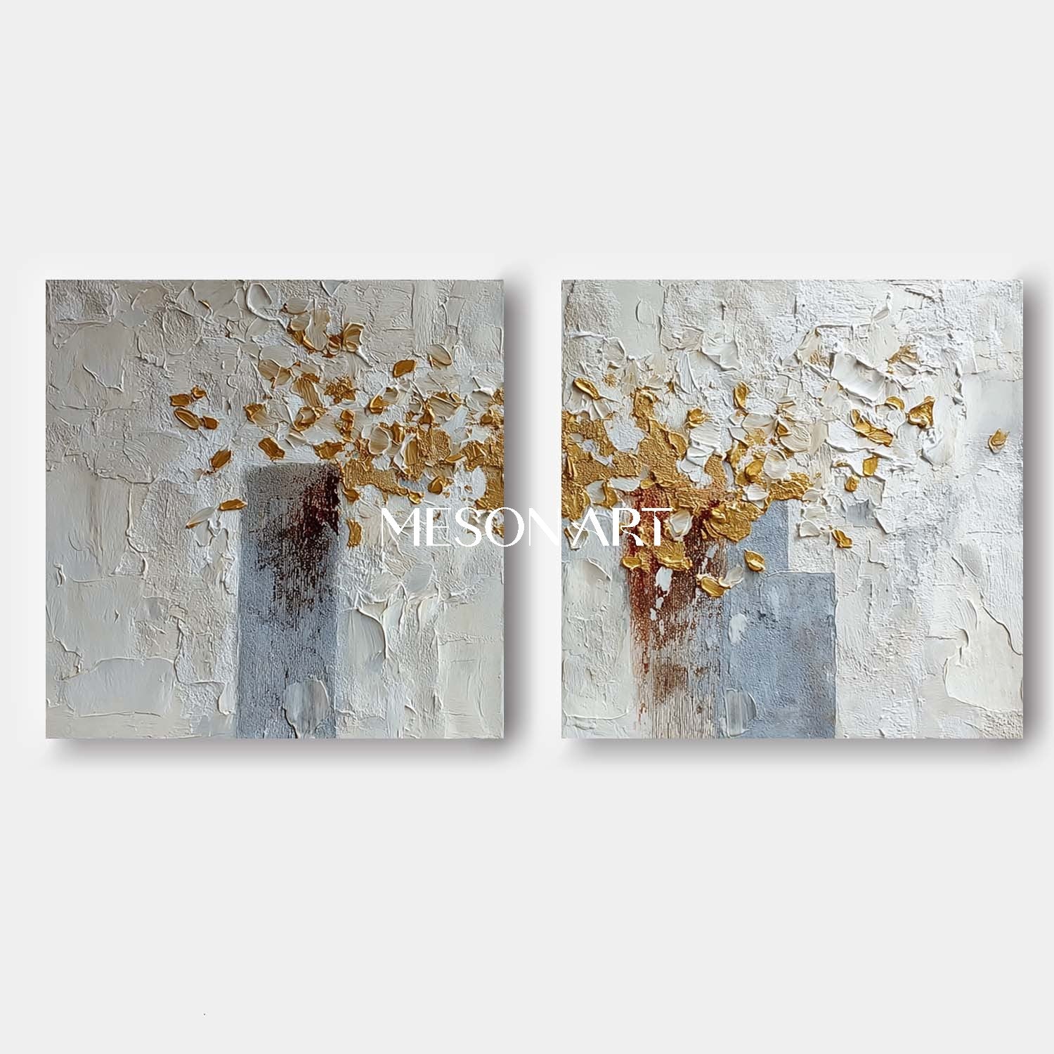Buy Diptych Abstract Oil Painting Impasto Wall Art Entryway 24x20