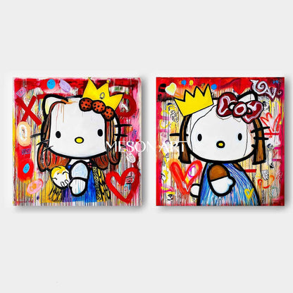 Original Street Graffiti Style 2 Piece Canvas Set For Bedroom Pop Art