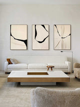 Black and Beige Minimalist Canvas Painting Set of 3 Minimalist Abstract Texture Art Minimalist Wall Art