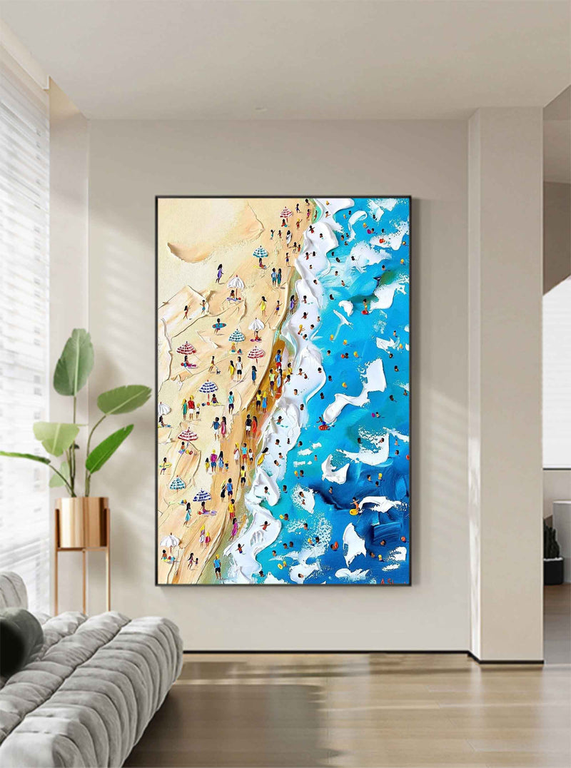 Ocean Wave Beach Oil Painting For Sale Summer Seaside Holiday Painting Plaster Canvas Art