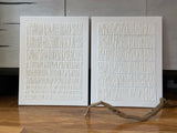 3D White Plaster Abstract Art Set Of 2 Plaster Painting On Canvas For Sale Plaster Canvas Artwork