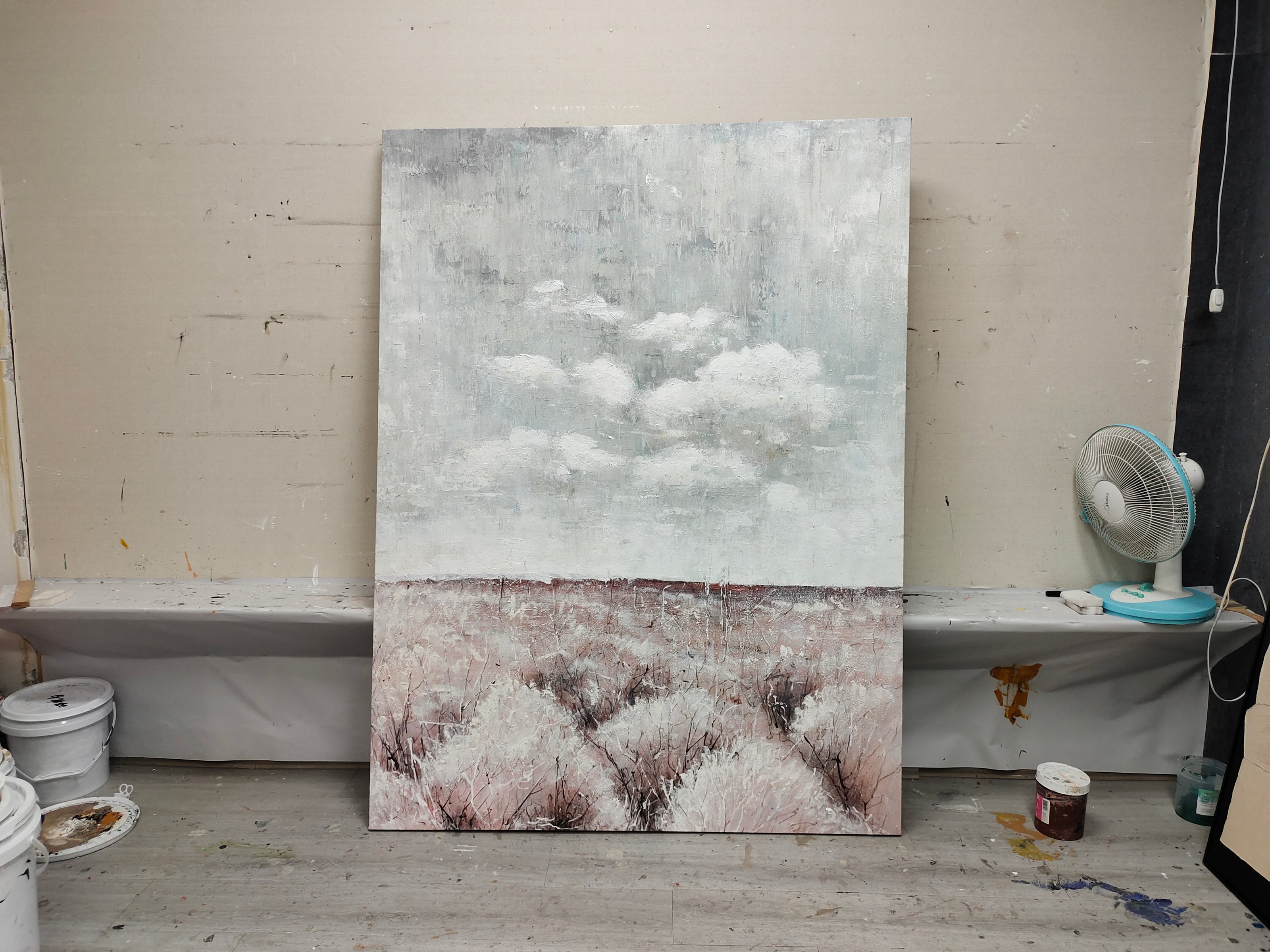 Large Gray 3D Abstract Painting Wabi-Sabi Wall Art Mixed Media Art Gray ...
