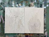 Beige 3D Minimalist Abstract Canvas Art Set of 2 Plaster Wall Art Set of 2 Textured Wall Painting