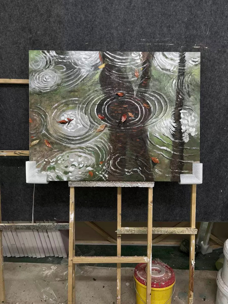 Large Green 3D Landscape Art Wabi Sabi Oil Painting Large Landscape 3D Texture Wall Painting