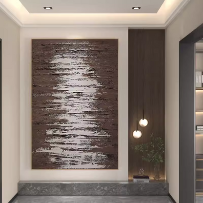 Large Brown and Gray Oil Painting 3D Brown Texture Canvas Art for Sale Wabi Sabi Wall Decor
