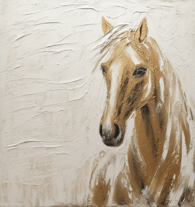 Beige and Brown Horse Texture Painting Wabi Sabi Art Horse Canvas Wall Art Neutral Minimalist Painting