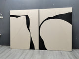 Beige and Black Minimalist Abstract Canvas Painting Set of 2 Wabi Sabi Art Canvas Textured Wall Art