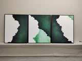 Large Green 3D Abstract Art Set of 3 Textured Wall Art Set of 3 Green Minimalist Painting Set of 3