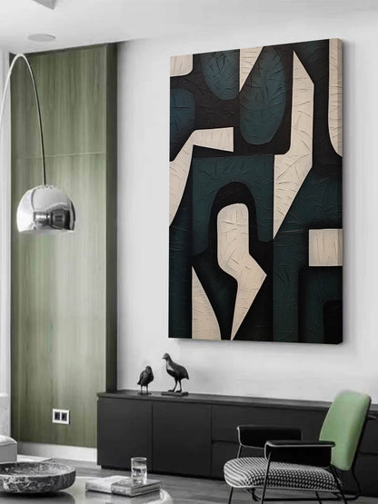 Large White And Green Textured Painting Wabi Sabi Wall Art White And Green Minimalist Art Decor