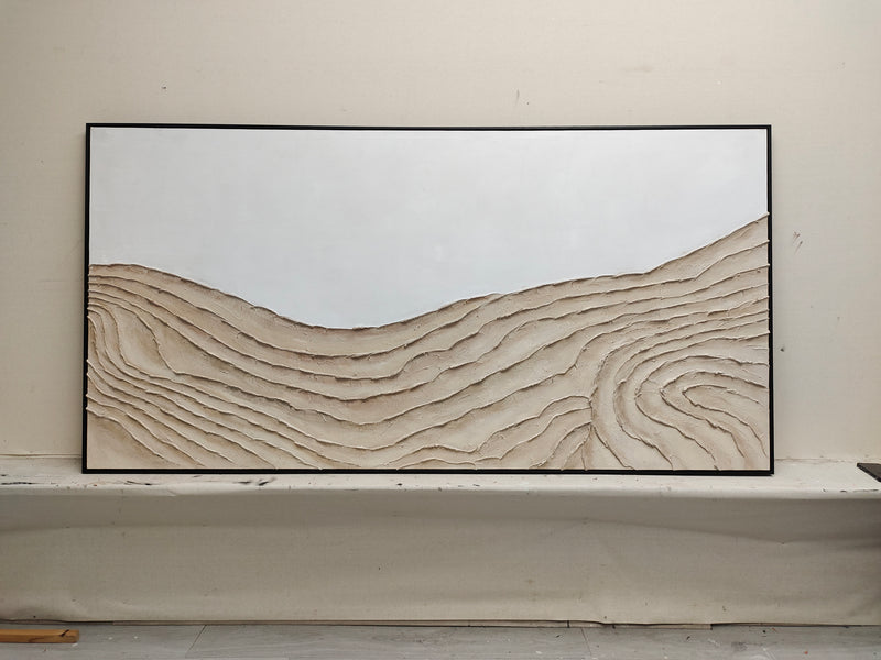 Large Brown 3D Textured Abstract Painting Wabi-sabi wall art brown minimalist art 3D plaster art