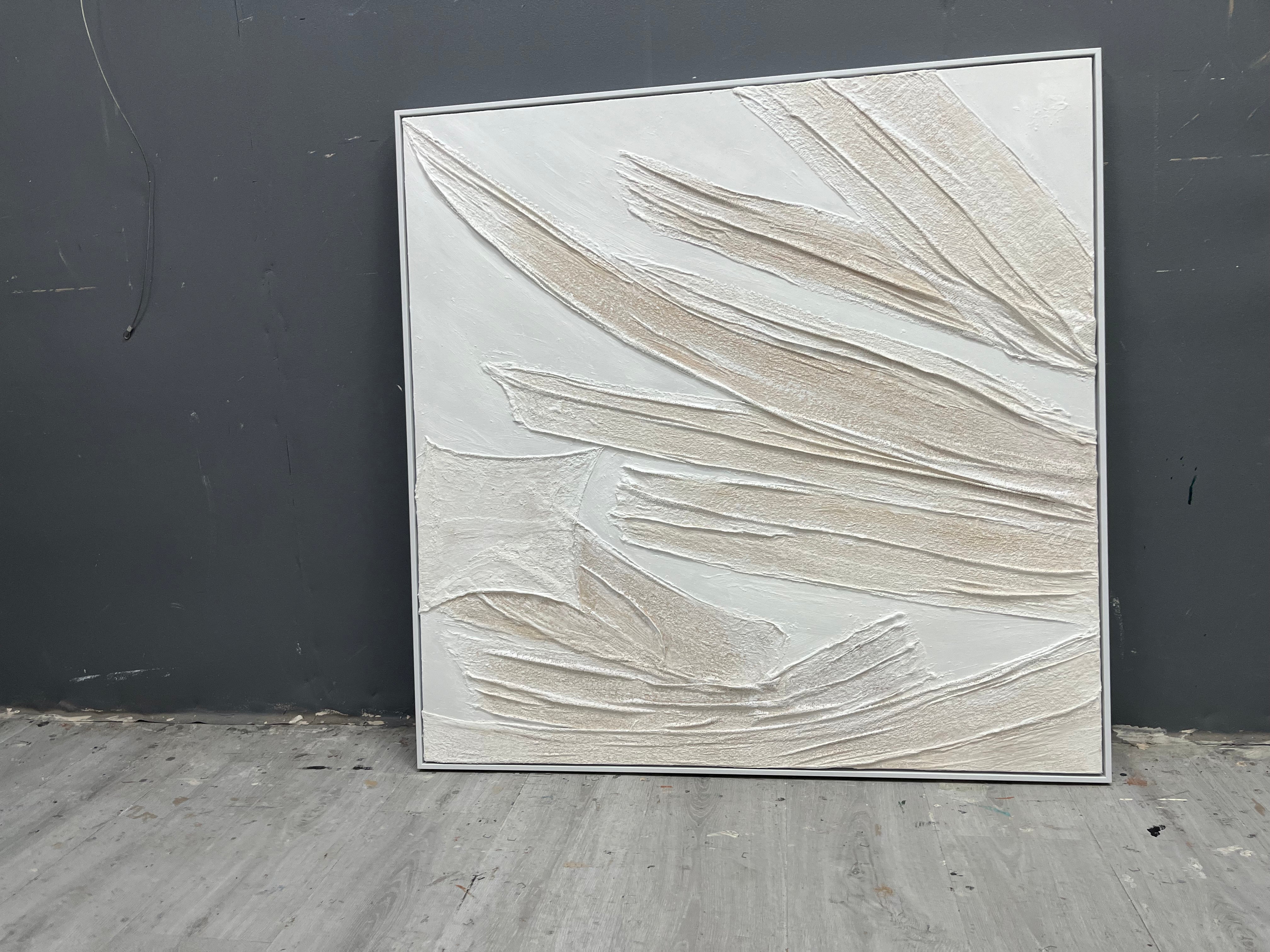 White And Gray Canvas Abstract Art White And Gray Canvas Wall Art White Plaster Painting on sale
