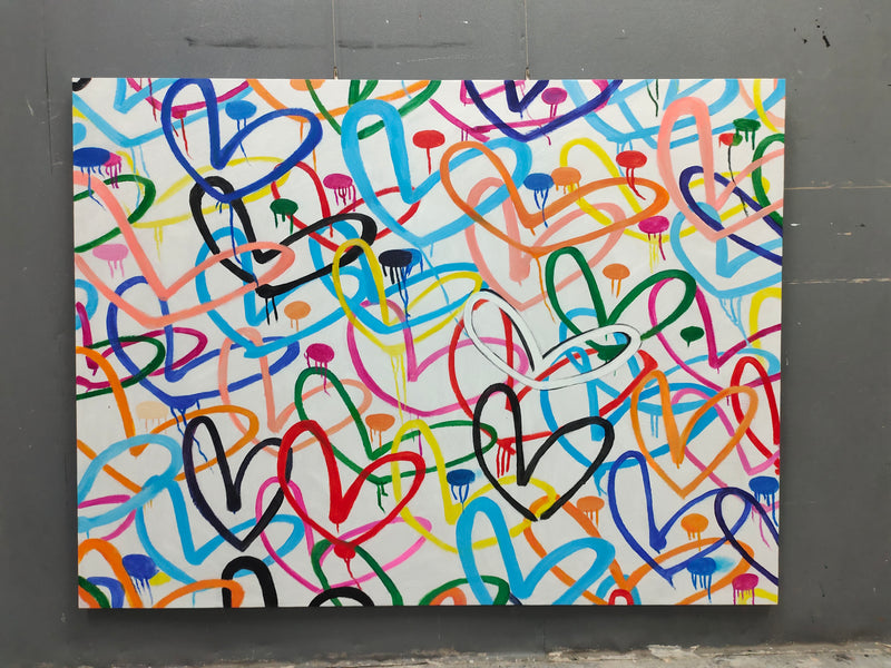 Love Hearts Graffiti - Canvas Wall Art Framed Colorful love painting