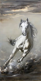 White Horse Abstract and Realistic Oil Painting White Horse Canvas Abstract and Realistic Art White Horse Wall Art Decoration