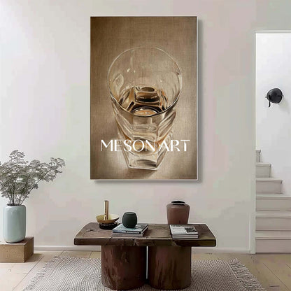 Hyperrealism water cup painting Hyperrealism water cup canvas art Realistic water cup wall art decoration