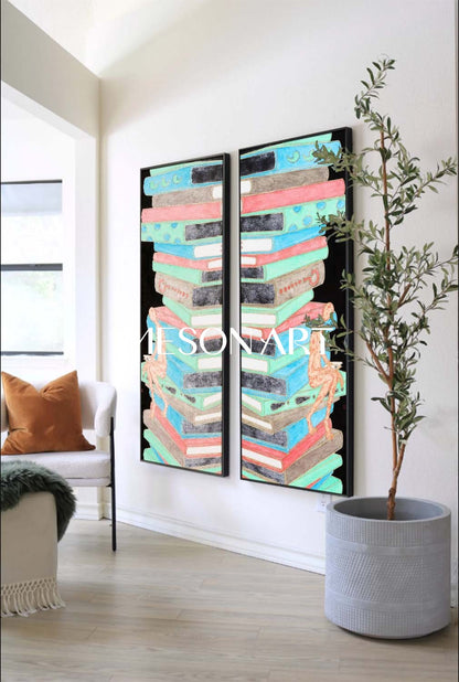 Large 2 piece set study room abstract wall painting for sale 2 piece set study room abstract oil painting art