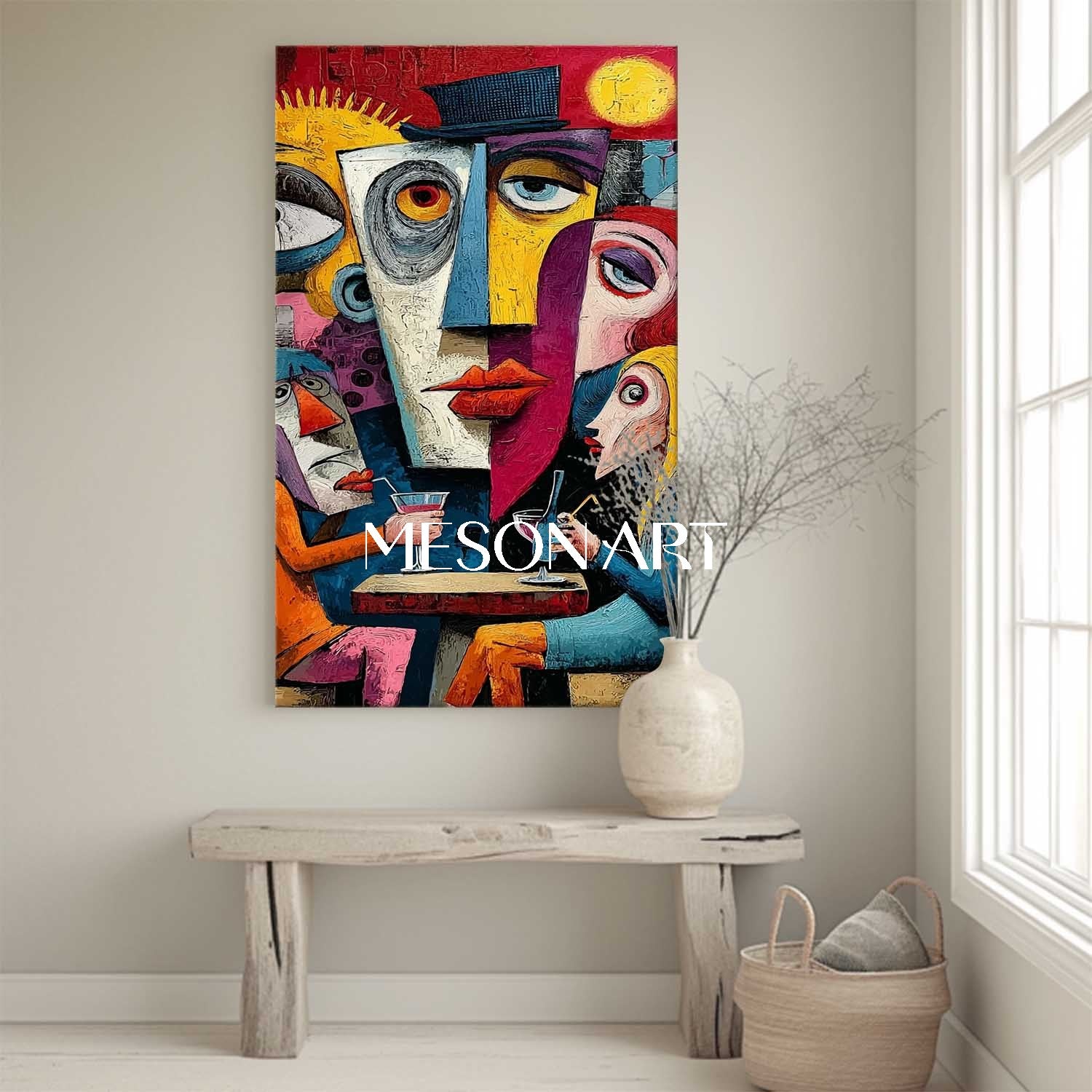 Large Modern Pop Art Wall Decor – Bright, Eclectic Canvas for Contemporary Spaces
