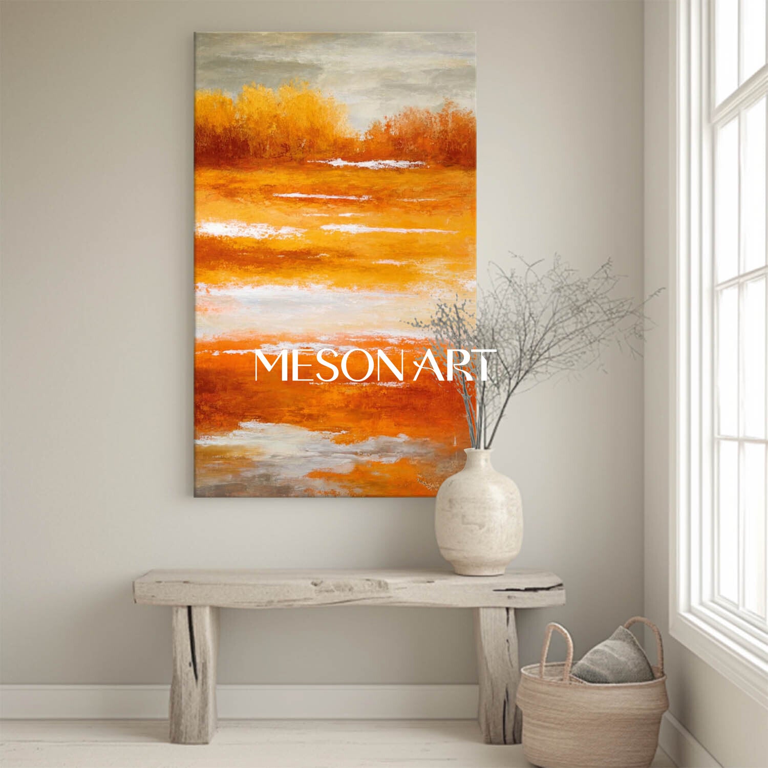 Fall Colors Abstract Painting Large Autumn Canvas Wall Art