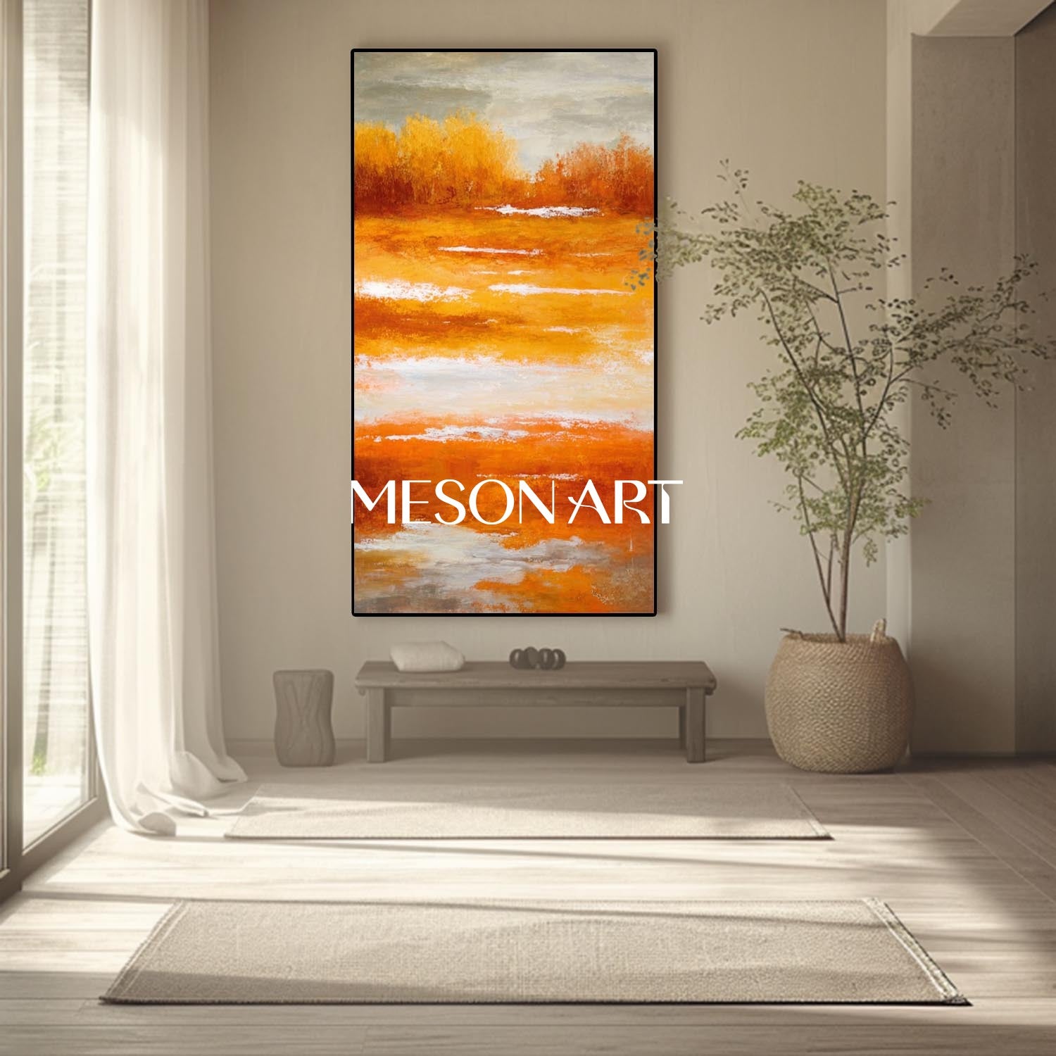 Fall Colors Abstract Painting Large Autumn Canvas Wall Art