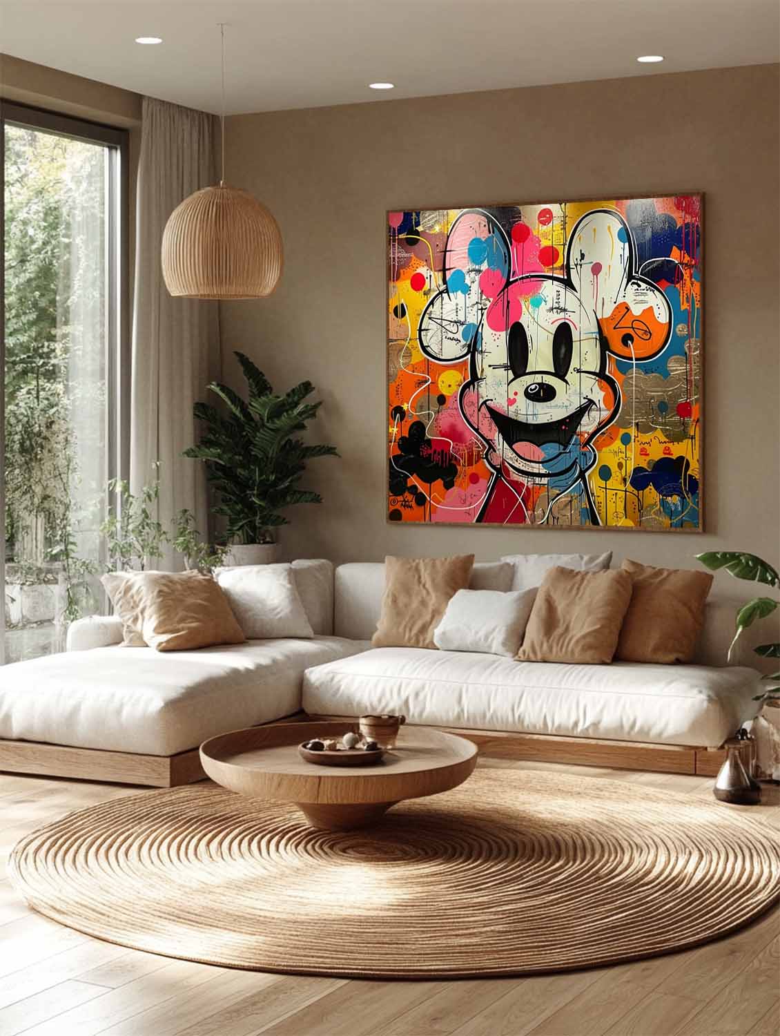 Vibrant Disney Mickey Mouse Pop Art Canvas with Colorful Ballons Graffiti Wall Canvas Party Decor for Kids Room