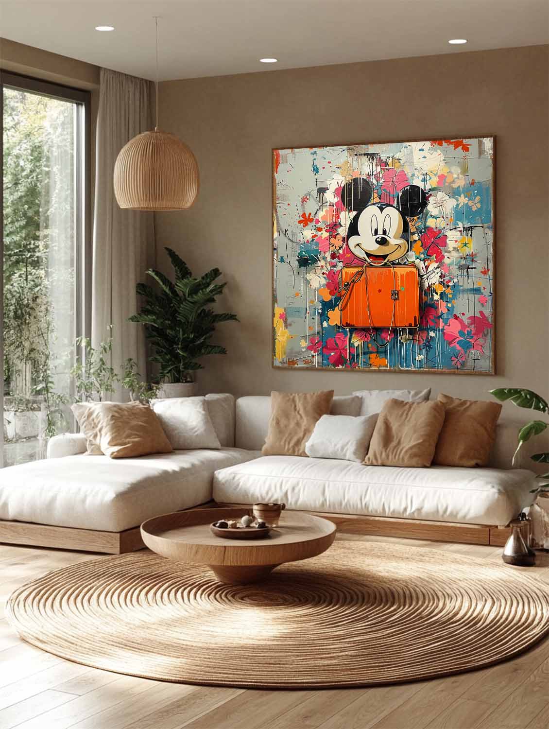 Smiley Mickey Mouse and Hermes Orange Bag Art for Sale Hermes Orange Bag Wall Art Decoration