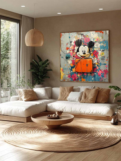 Smiley Mickey Mouse and Hermes Orange Bag Art for Sale Hermes Orange Bag Wall Art Decoration