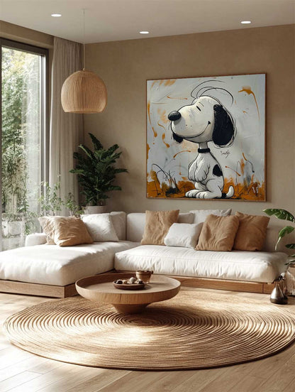 Snoopy Grafitti Art Snoopy Pop Art Abstract Painting Wall Decor Framed Large Kids Room Decor