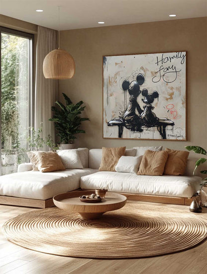 Happy Family Mickey Mouse Abstract Painting Graffiti Disney Painting Street Style Wall Art Decor