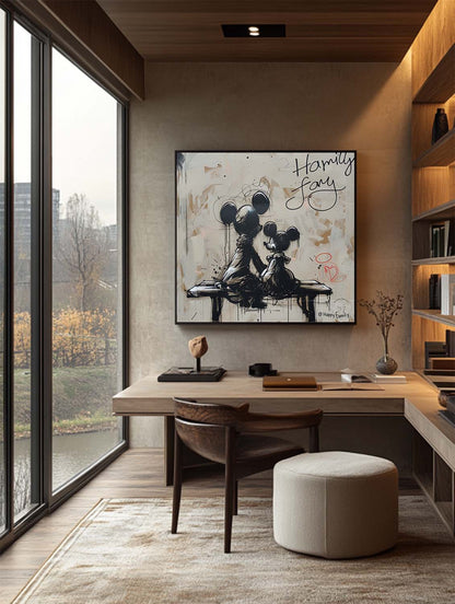 Happy Family Mickey Mouse Abstract Painting Graffiti Disney Painting Street Style Wall Art Decor