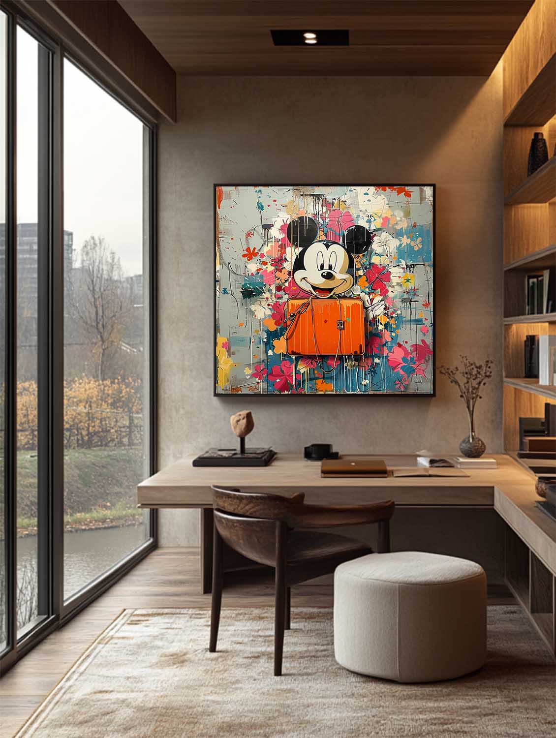 Smiley Mickey Mouse and Hermes Orange Bag Art for Sale Hermes Orange Bag Wall Art Decoration