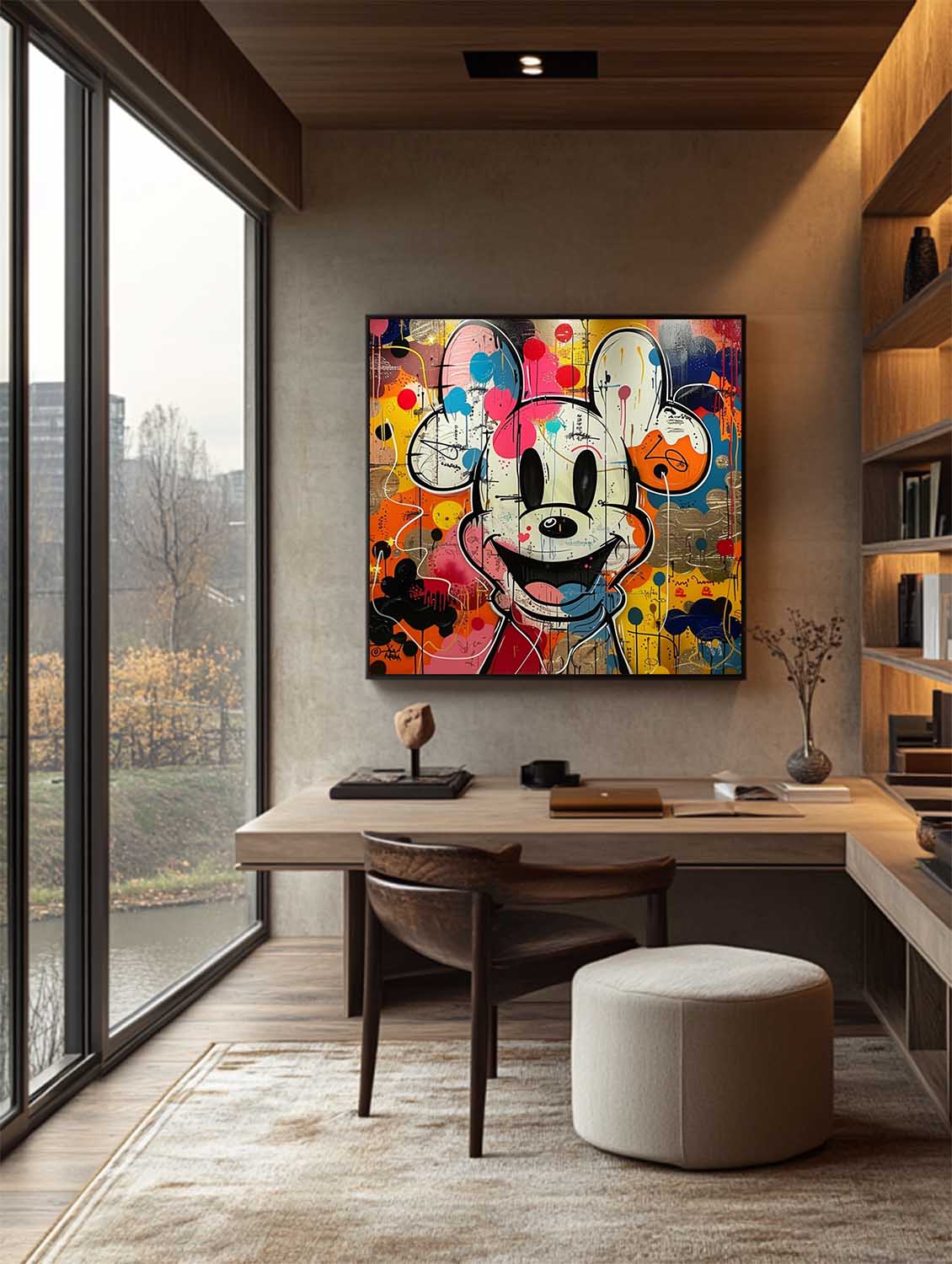 Vibrant Disney Mickey Mouse Pop Art Canvas with Colorful Ballons Graffiti Wall Canvas Party Decor for Kids Room
