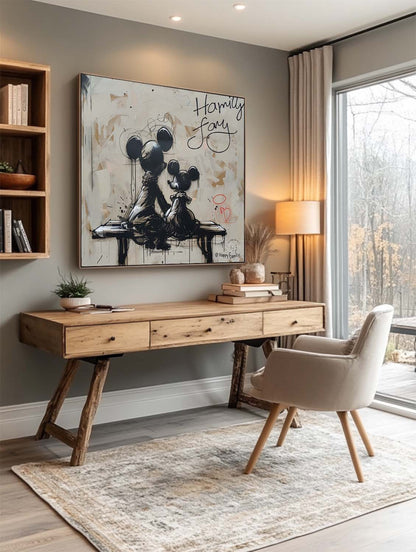 Happy Family Mickey Mouse Abstract Painting Graffiti Disney Painting Street Style Wall Art Decor
