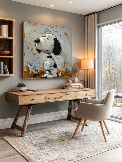 Snoopy Grafitti Art Snoopy Pop Art Abstract Painting Wall Decor Framed Large Kids Room Decor