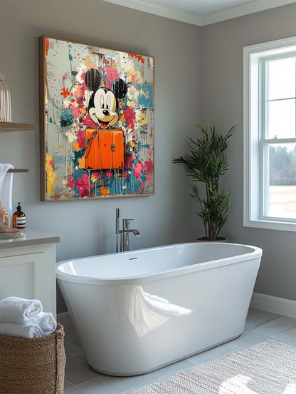 Smiley Mickey Mouse and Hermes Orange Bag Art for Sale Hermes Orange Bag Wall Art Decoration