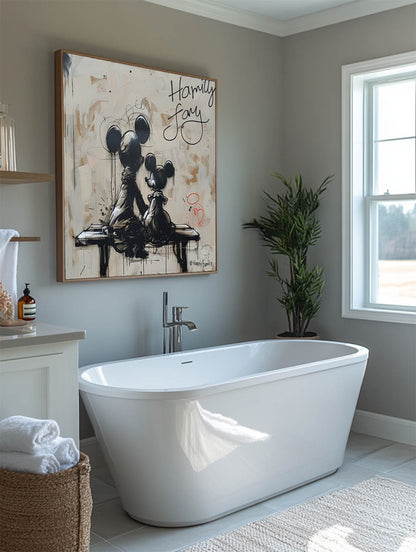 Happy Family Mickey Mouse Abstract Painting Graffiti Disney Painting Street Style Wall Art Decor