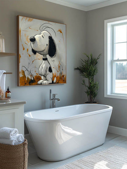 Snoopy Grafitti Art Snoopy Pop Art Abstract Painting Wall Decor Framed Large Kids Room Decor