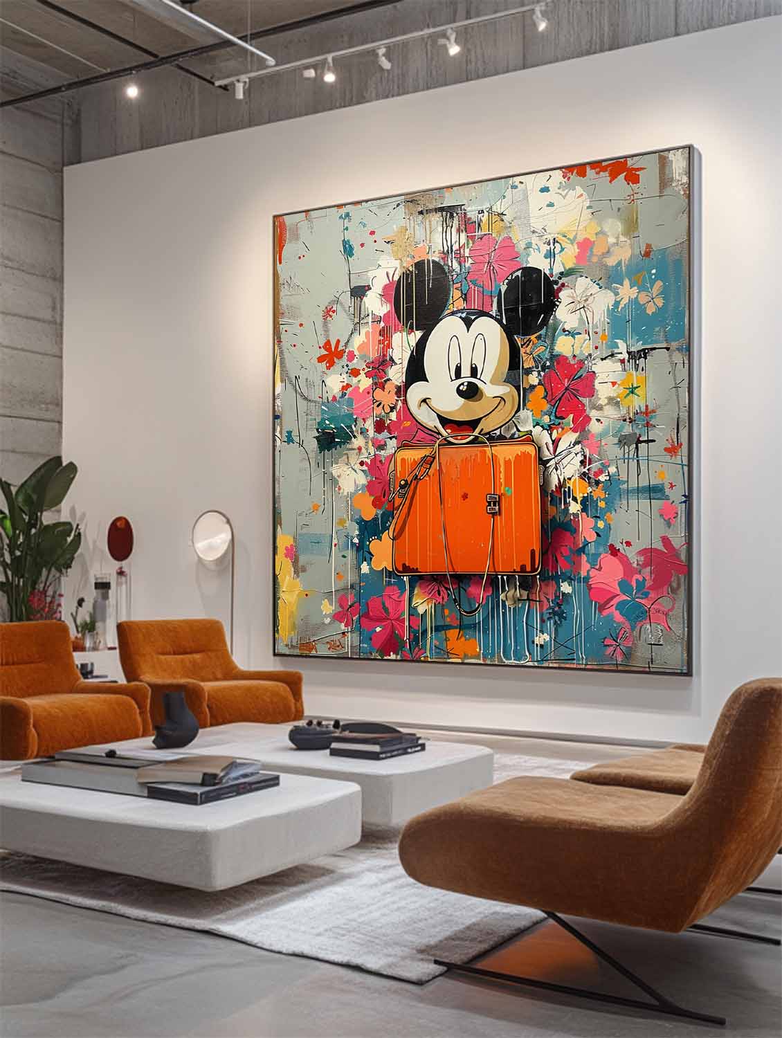 Smiley Mickey Mouse and Hermes Orange Bag Art for Sale Hermes Orange Bag Wall Art Decoration