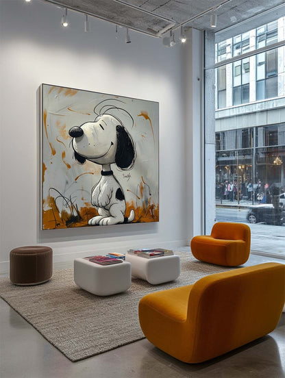 Snoopy Grafitti Art Snoopy Pop Art Abstract Painting Wall Decor Framed Large Kids Room Decor