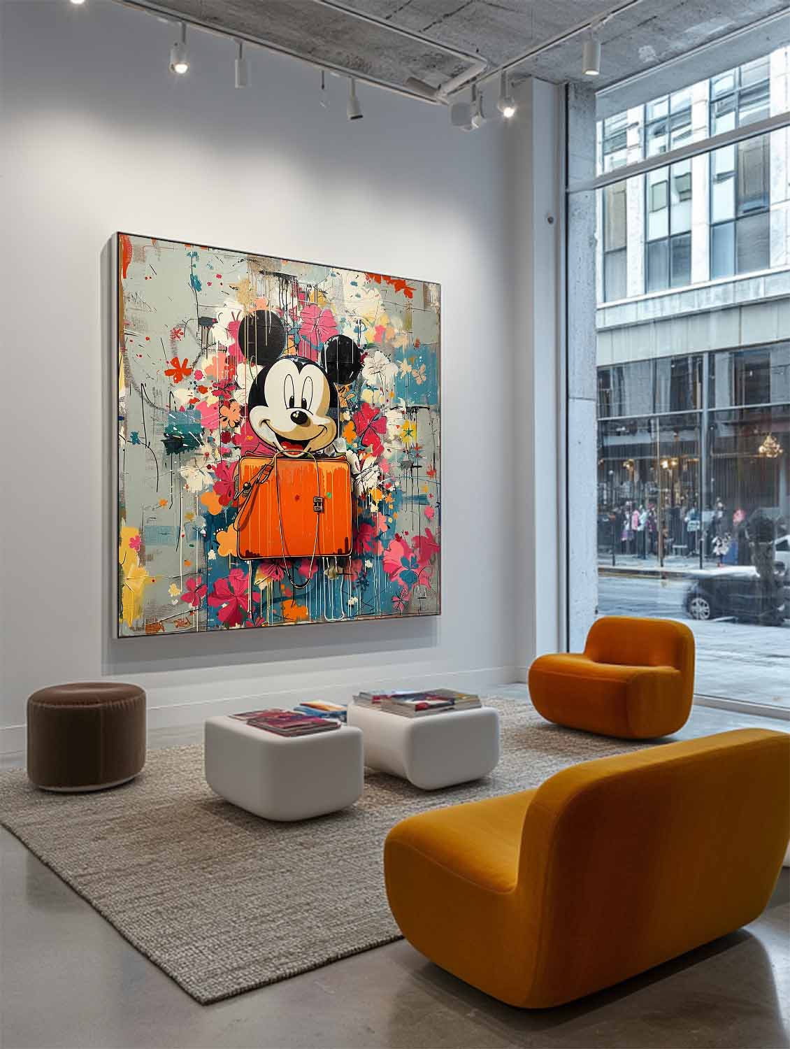Smiley Mickey Mouse and Hermes Orange Bag Art for Sale Hermes Orange Bag Wall Art Decoration