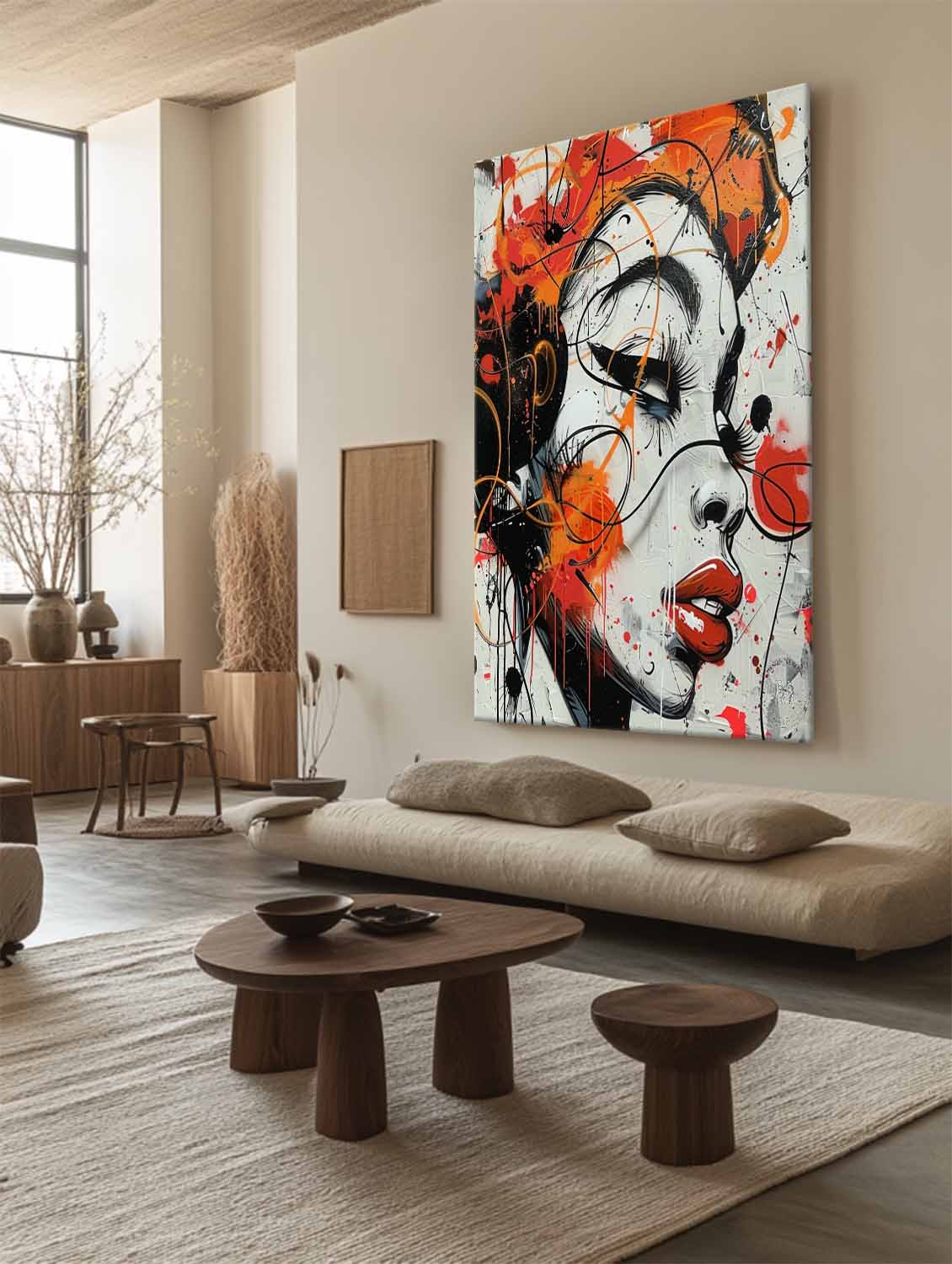 Colorful Abstract Female Wall Art Contemporary Female Portrait Canvas Graffiti Abstract Painting