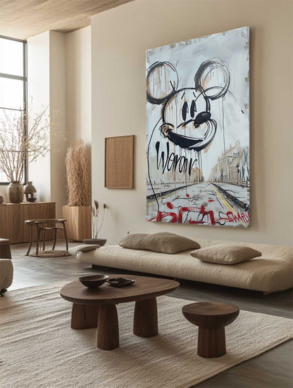 Mickey Mouse Graffiti Disney Abstract Art Canvas Painting Pop Wall Decor for sale