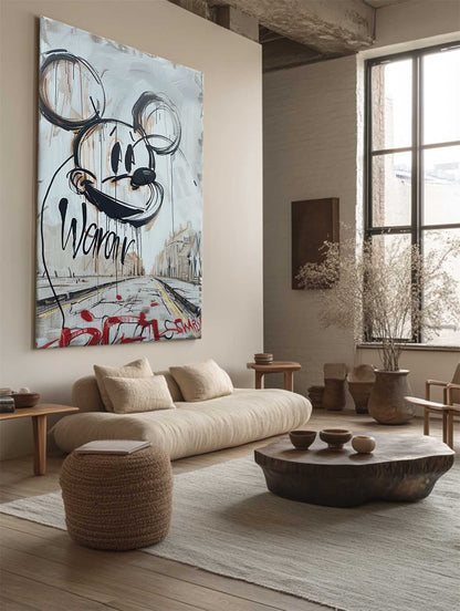 Mickey Mouse Graffiti Disney Abstract Art Canvas Painting Pop Wall Decor for sale
