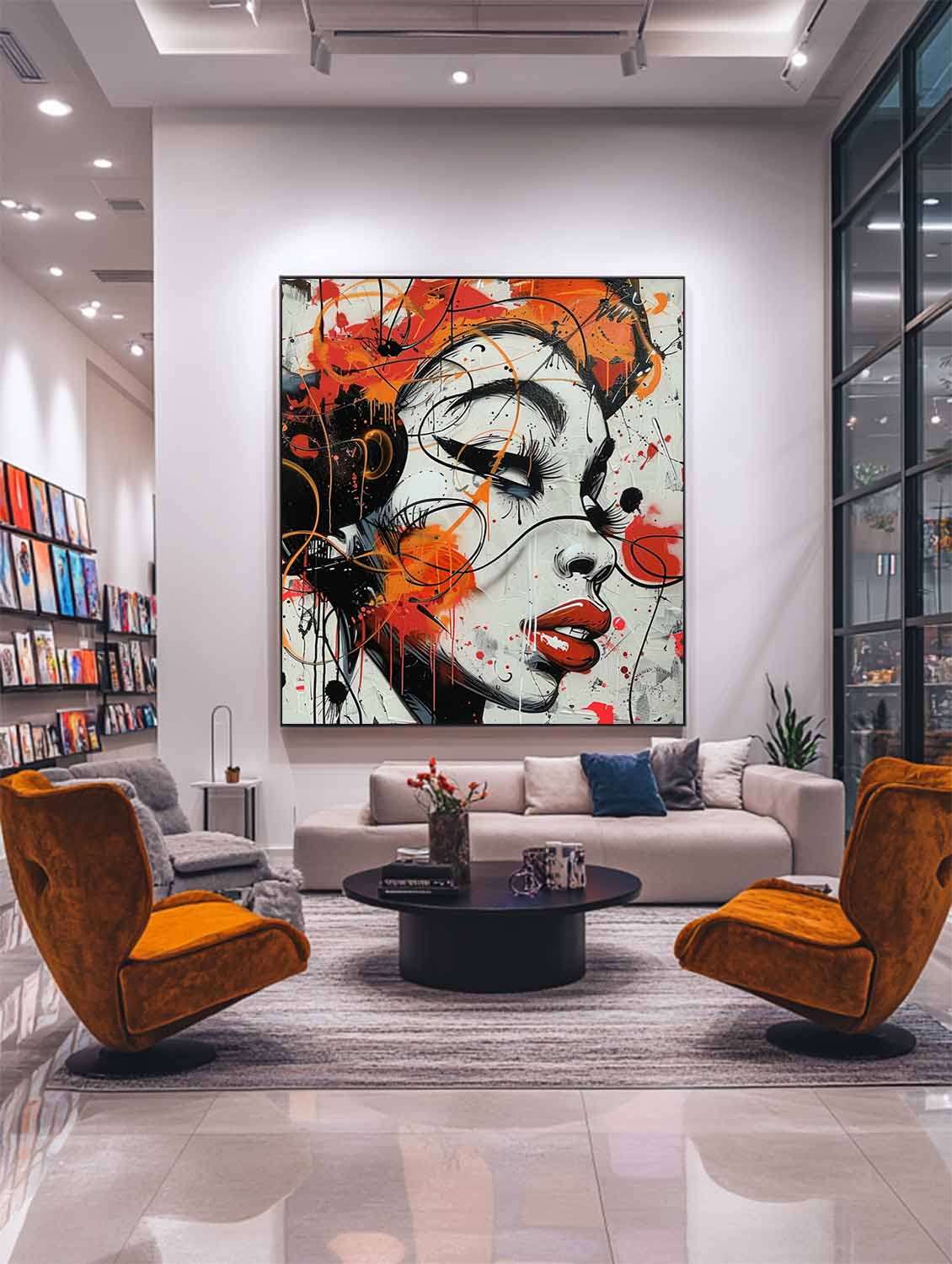 Colorful Abstract Female Wall Art Contemporary Female Portrait Canvas Graffiti Abstract Painting