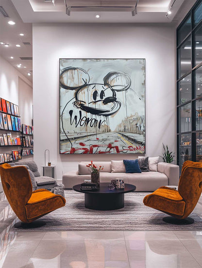 Mickey Mouse Graffiti Disney Abstract Art Canvas Painting Pop Wall Decor for sale