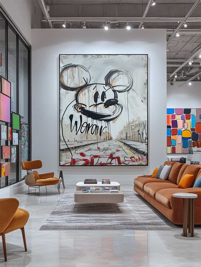 Mickey Mouse Graffiti Disney Abstract Art Canvas Painting Pop Wall Decor for sale