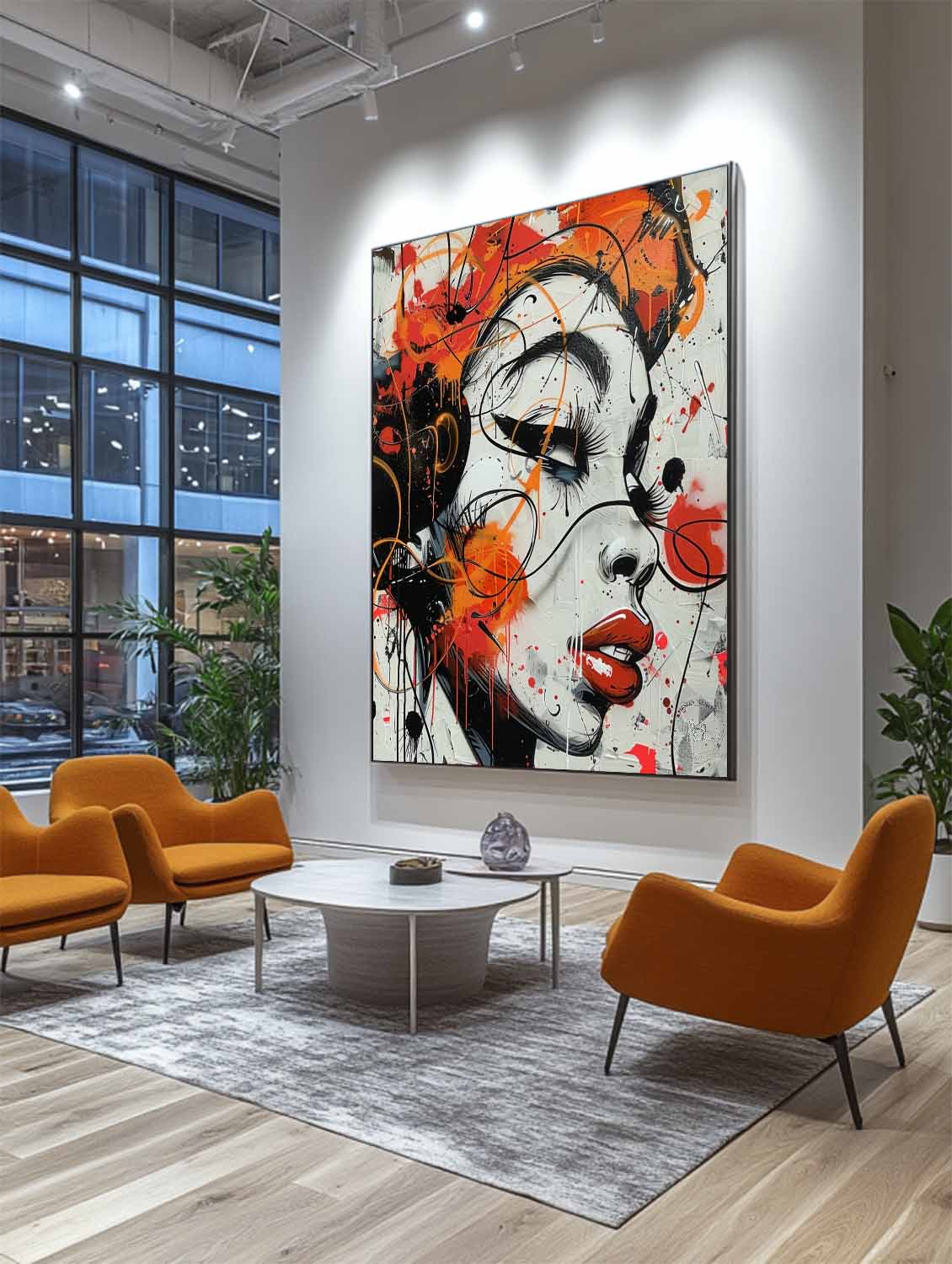 Colorful Abstract Female Wall Art Contemporary Female Portrait Canvas Graffiti Abstract Painting