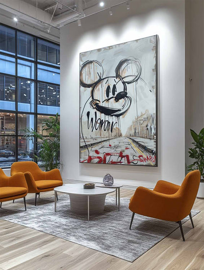 Mickey Mouse Graffiti Disney Abstract Art Canvas Painting Pop Wall Decor for sale